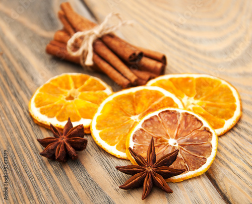 Spices and dried oranges