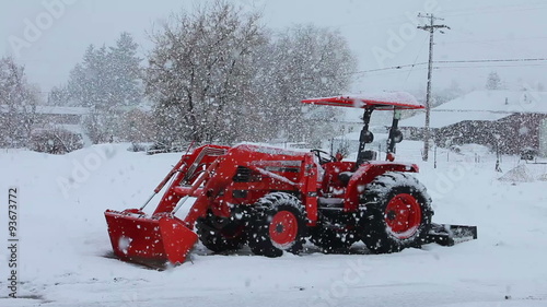 Tractor farm in snow blizzard P HD 8652 photo