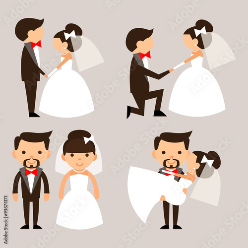 cartoon bride and groom set