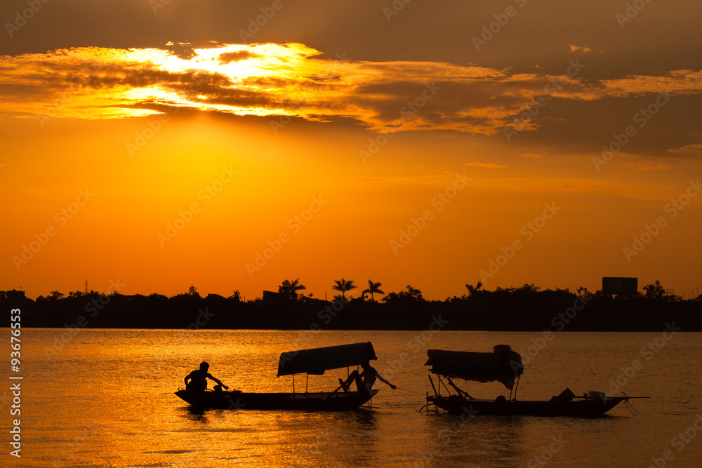 Sunset over the Red River, Vietnam