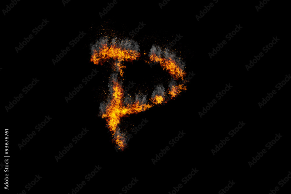 Fire alphabet on black background