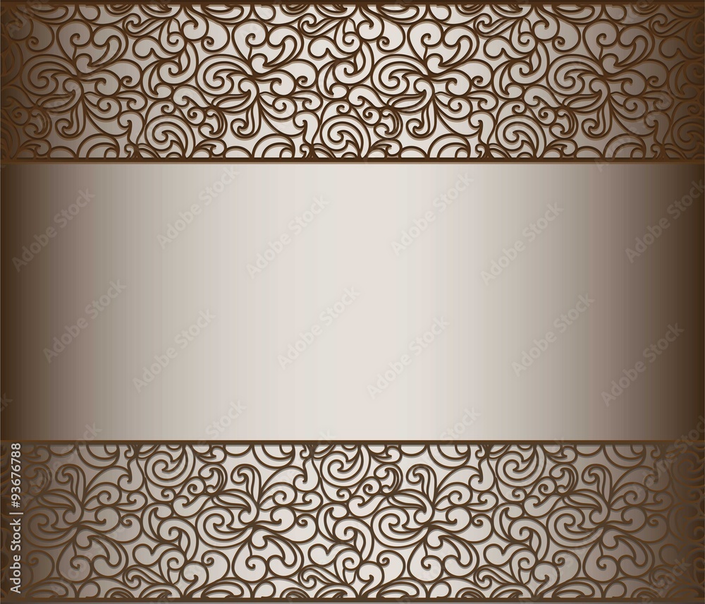 Vintage lace background for envelope, card or invitation with abstract lace borders. Chocolate color. Vector