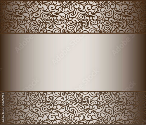 Vintage lace background for envelope, card or invitation with abstract lace borders. Chocolate color. Vector