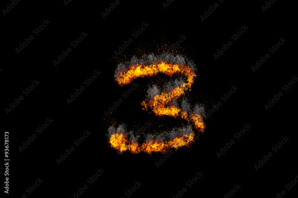 Fire number on black background Fire number on black background