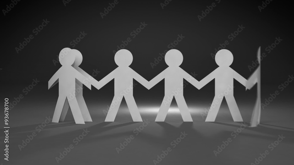 Team of paper dolls people holding hands and stand in a line(included alpha) Team of paper dolls people holding hands and stand in a line(included alpha)