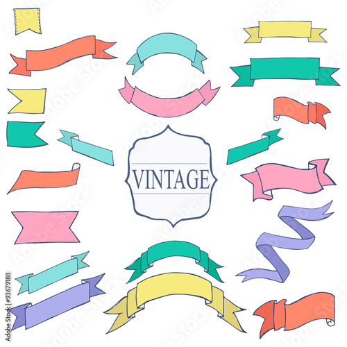 Vintage Color ribbon tape text placeholder 