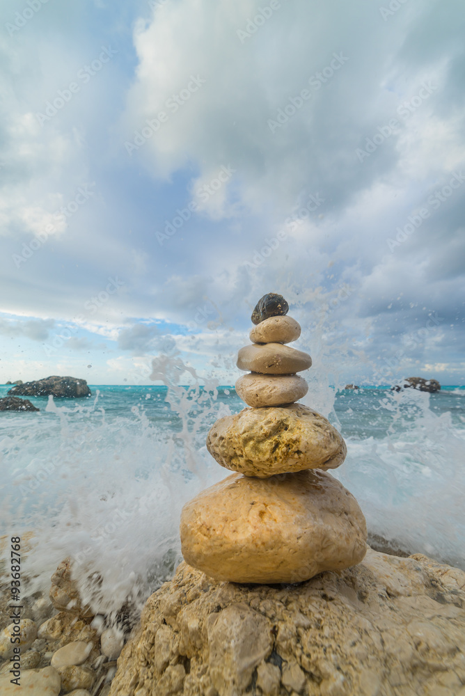 Stack of stones on the beach Stack of stones on the beach