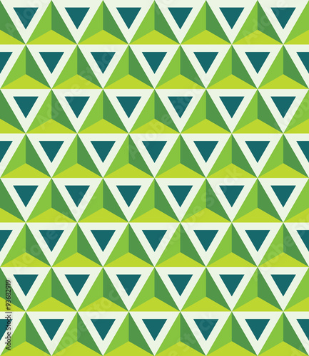 Vector modern seamless colorful geometry pattern, 3D triangles, color green blue,  abstract geometric background, trendy multicolored print, retro texture, hipster fashion design