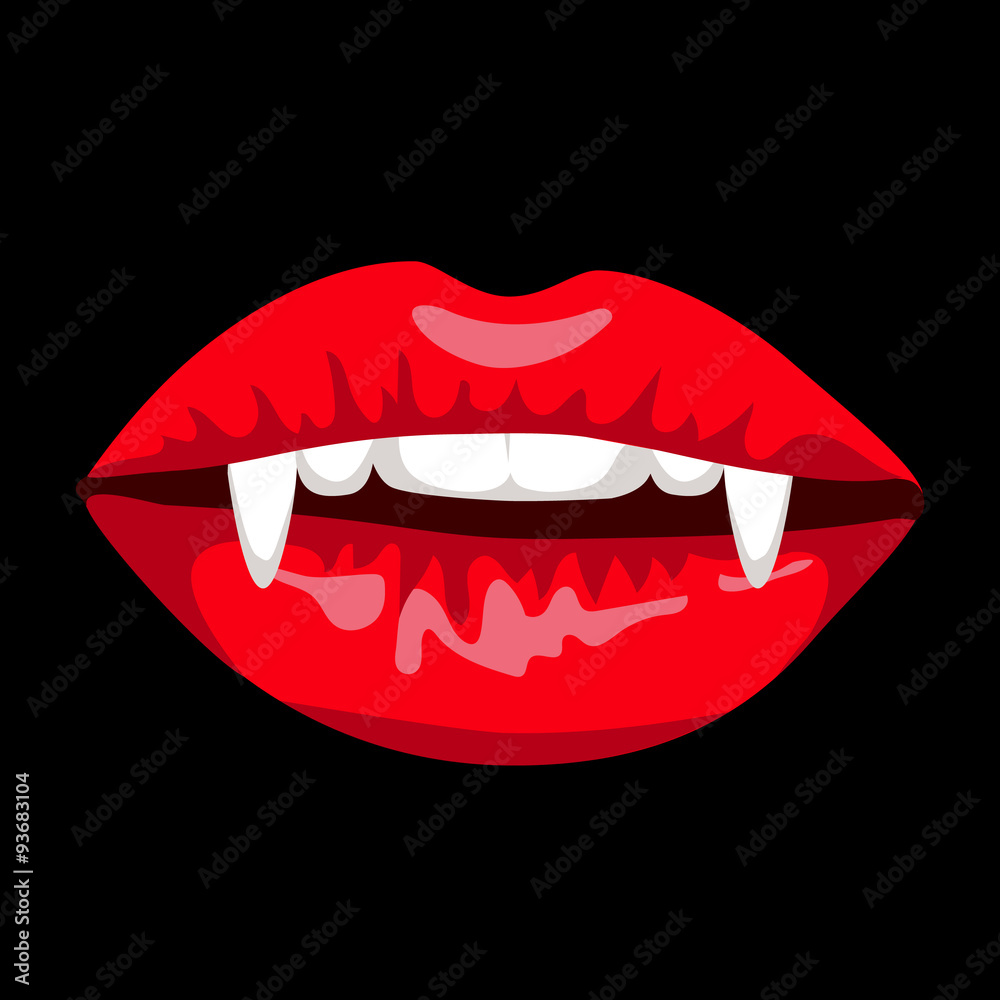 Halloween card with red vampire lips Halloween card with red vampire lips