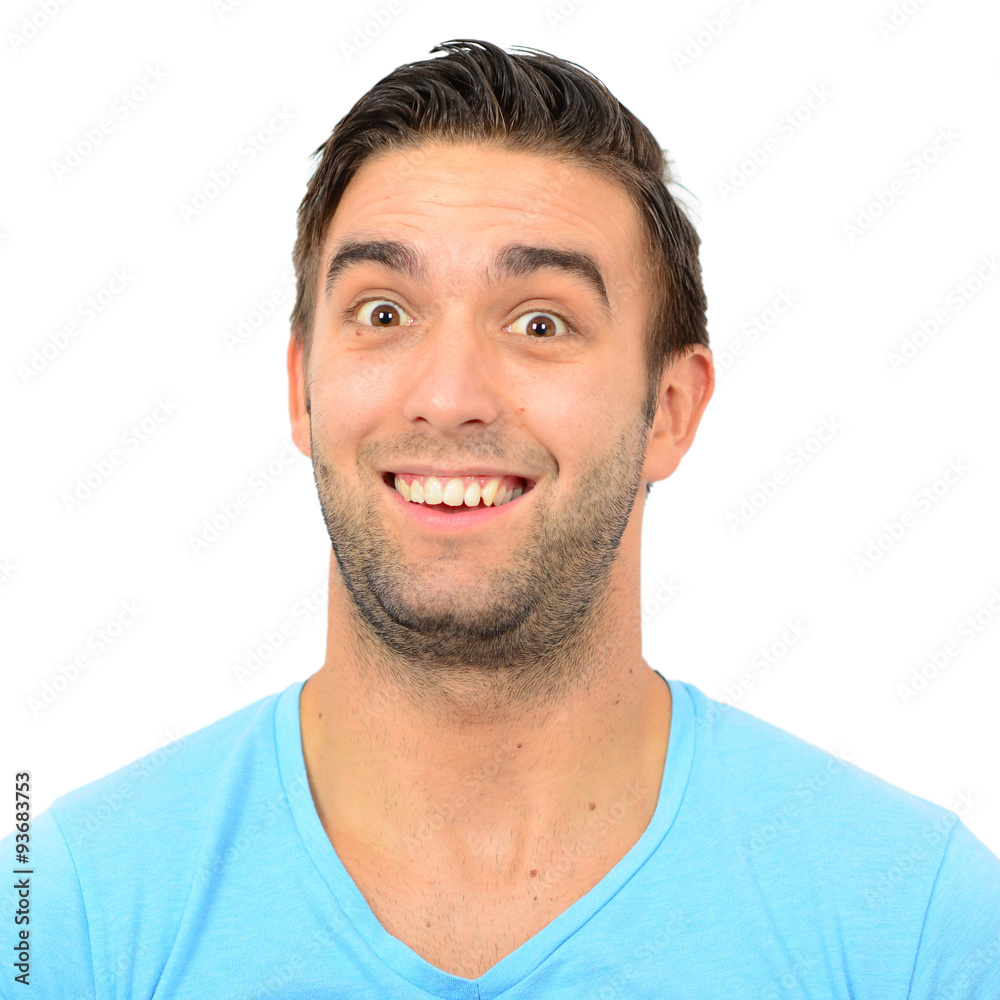 Obraz premium Portrait of man with funny face against white background