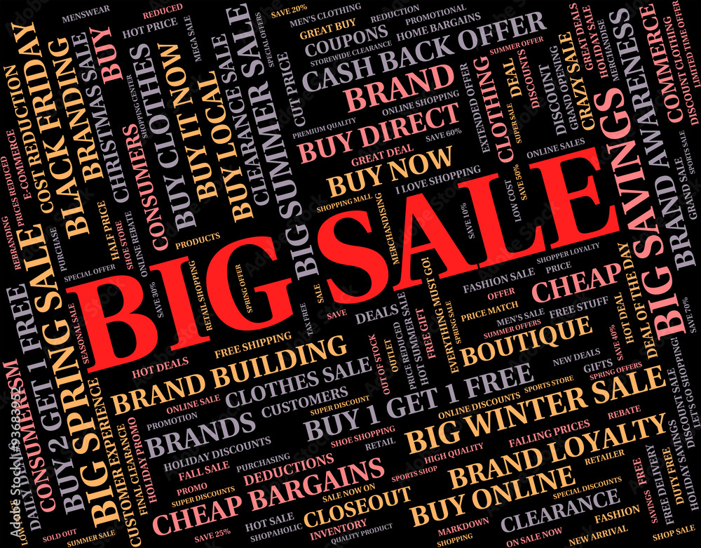 Obraz premium Big Sale Indicates Save Promo And Bargain