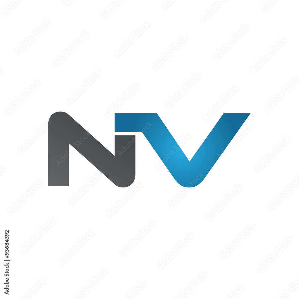 NV company linked letter logo blue