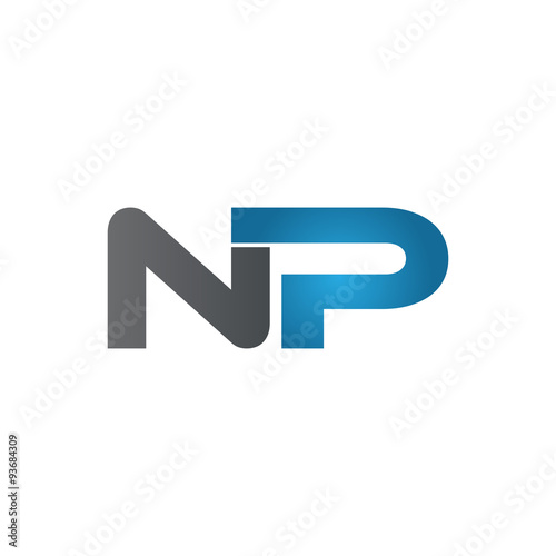 NP company linked letter logo blue