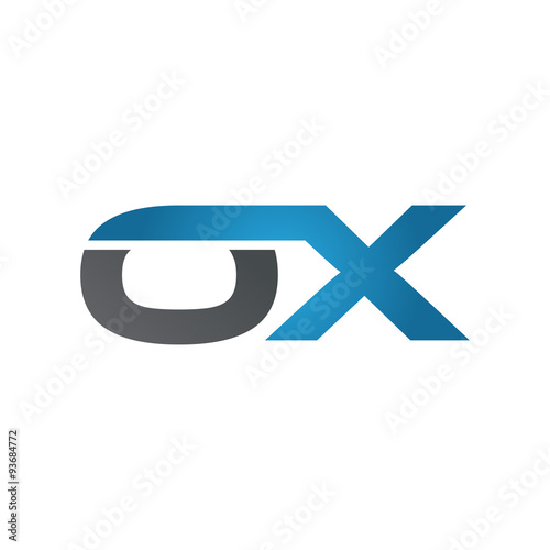 OX company linked letter logo blue