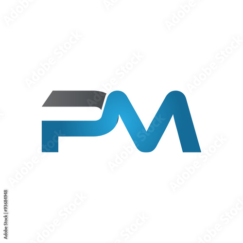 PM company linked letter logo blue