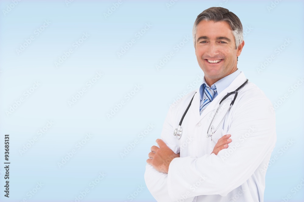 Composite image of happy doctor smiling at camera Composite image of happy doctor smiling at camera