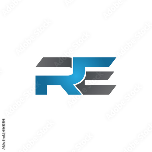 RE company linked letter logo blue
