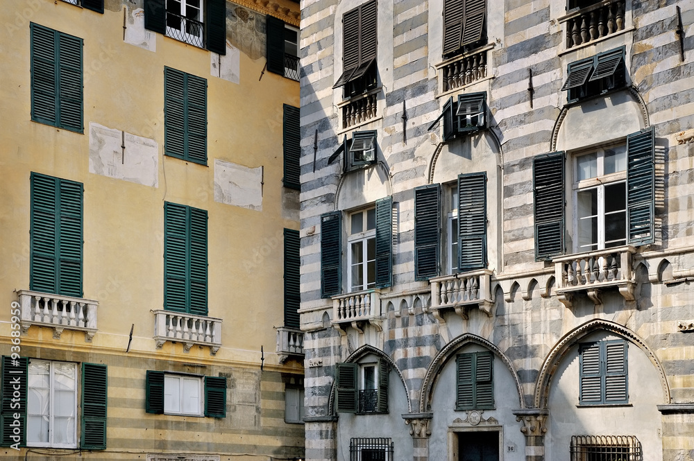 Roman facades streets of Genoa