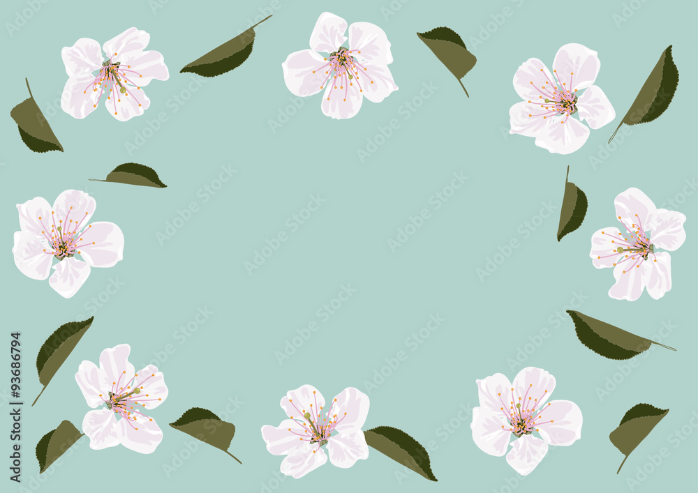 vector blank label with flowers frame