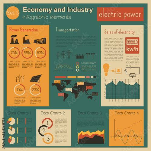 Economy and industry. Electric power. Industrial infographic tem