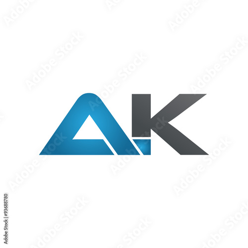 AK company linked letter logo blue