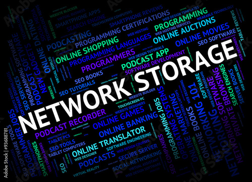 Obraz w ramie Network Storage Indicates Global Communications And Communicate