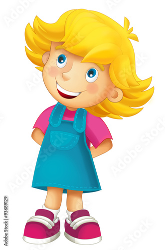 Cartoon character of young girl - isolated - illustration for children