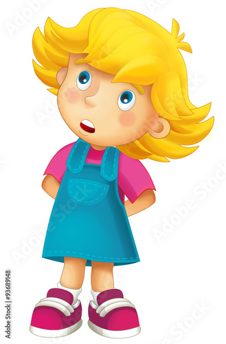 Cartoon character of young girl - isolated - illustration for children