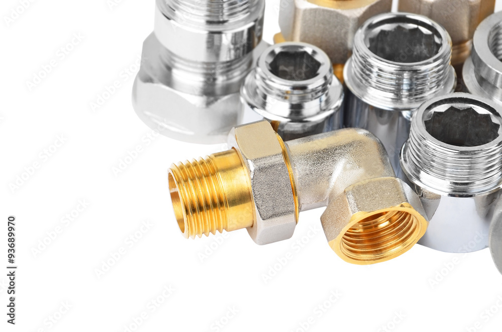 Set of plumbing fitting, isolated on white background Set of plumbing fitting, isolated on white background