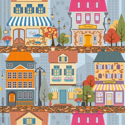 Great city map creator.Seamless pattern map. Houses, infrastruct photo
