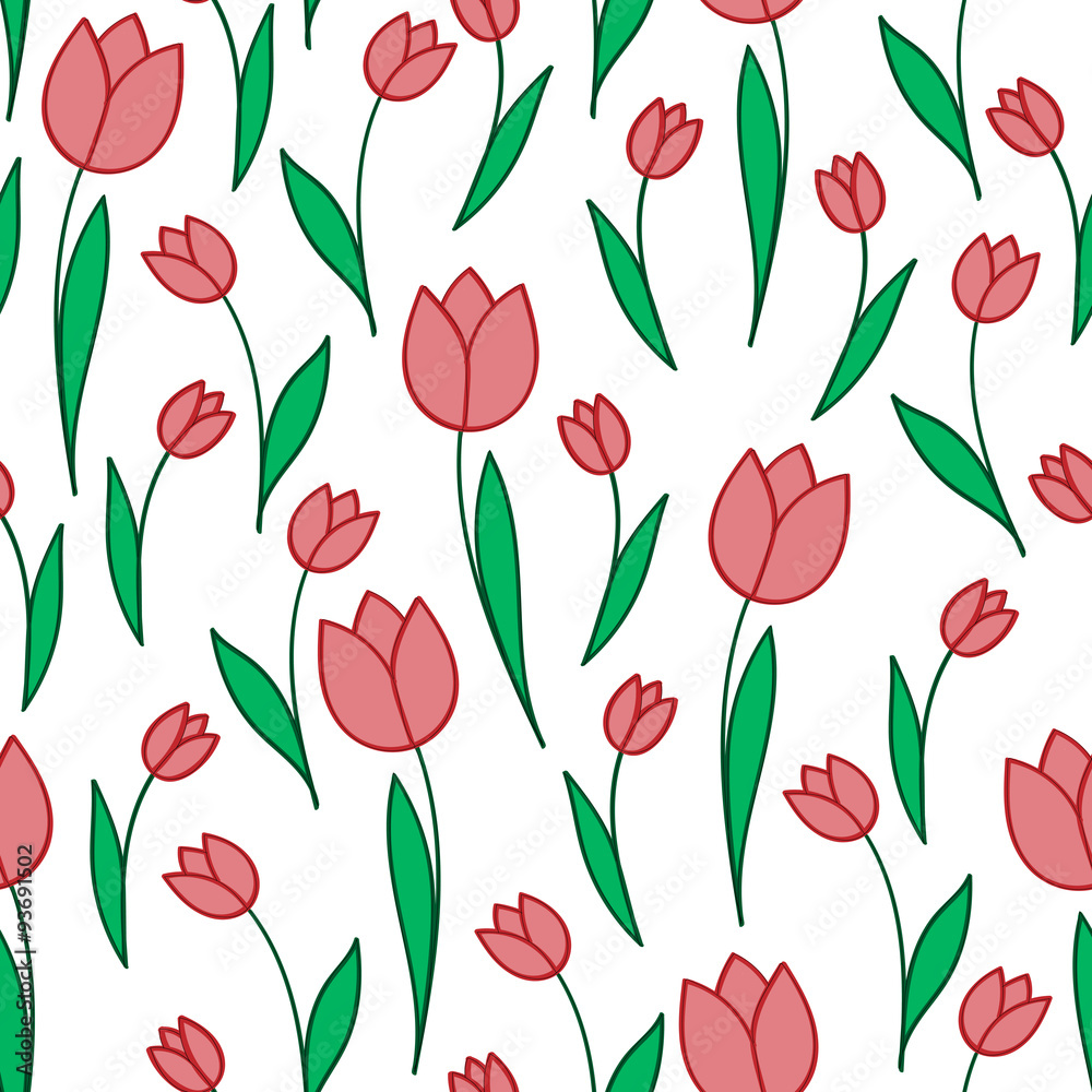 red tulips on a white background