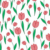red tulips on a white background