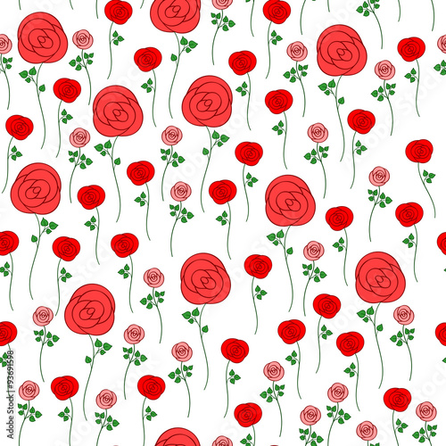 red roses on a white background