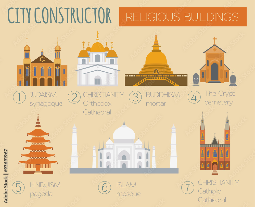 Big set City generator. House constructor. Religious buildings.