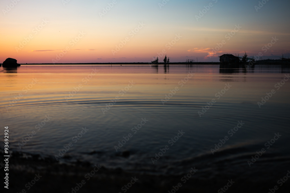 Landscape of beach on the sunset time
