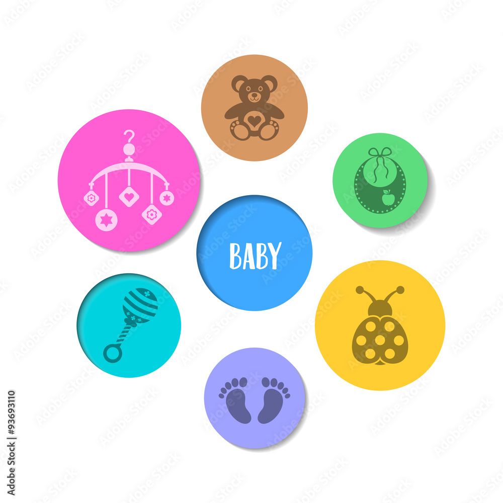 Colorful design with baby icons