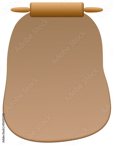 Gingerbread dough, flattened by a rolling pin. Illustration over white background.