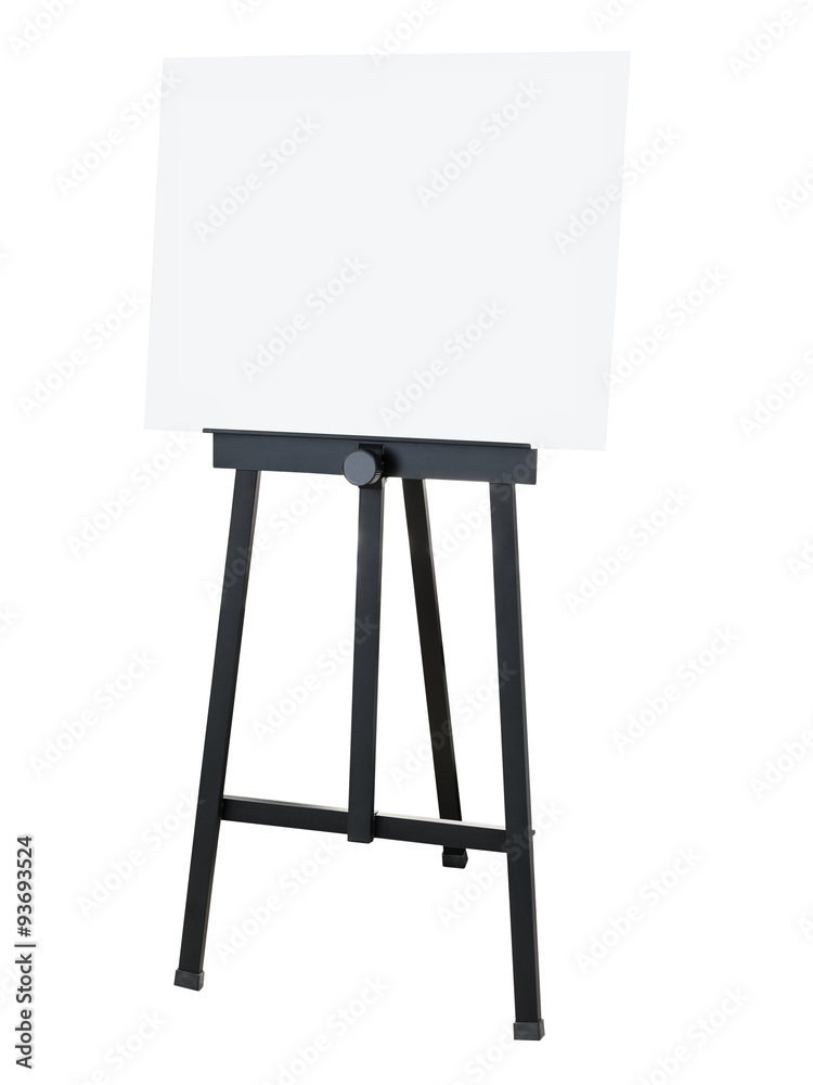 Painting stand Black easel with blank canvas isolated Painting stand Black easel with blank canvas isolated