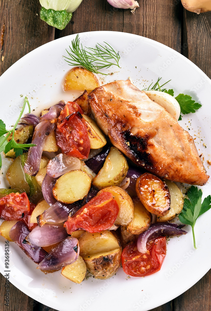 Grilled vegetables and chicken breast Grilled vegetables and chicken breast