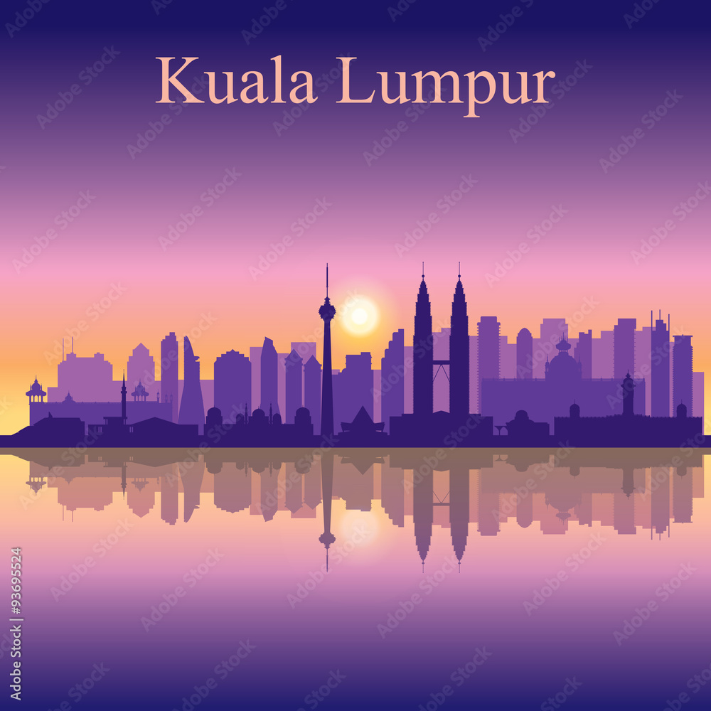 Kuala Lumpur city skyline silhouette background