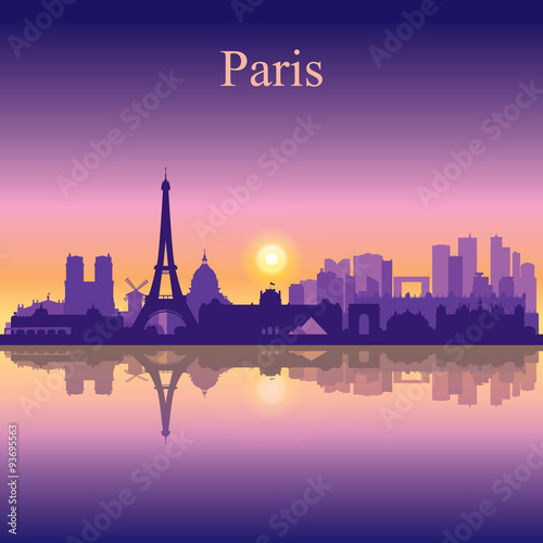 Paris city skyline silhouette background