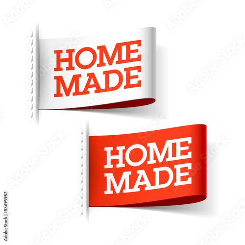 Homemade white and red labels