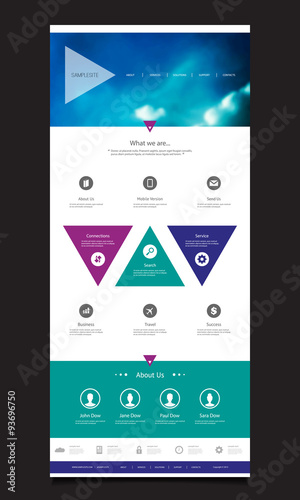One Page Website Template with Unique Design - Triangles