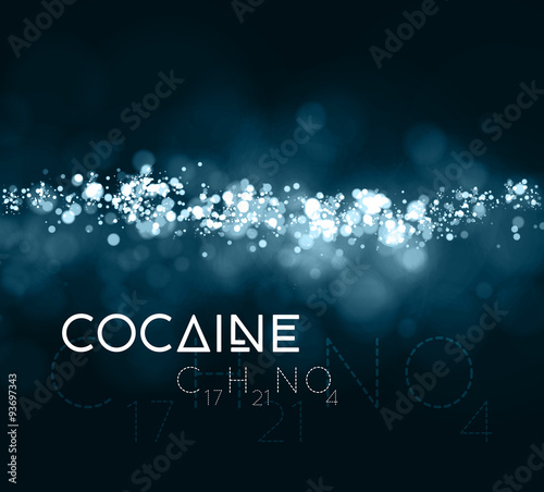 Cocaine powder with the chemical formula.