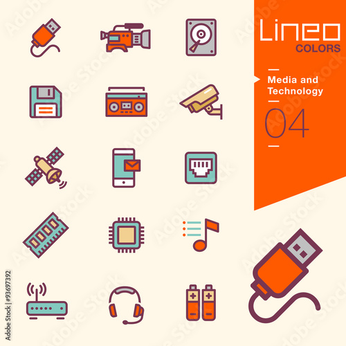 Lineo Colors - Media and Technology icons