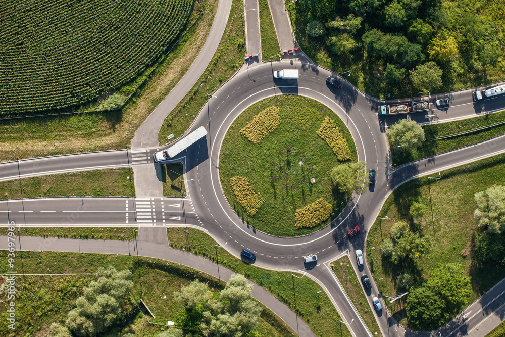 Obraz premium aerial view of roundabout