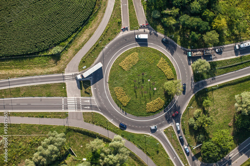 aerial view of roundabout
