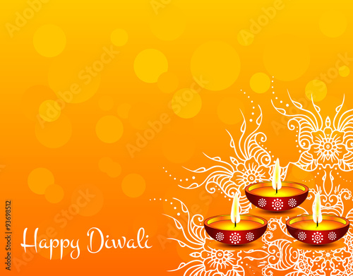 White text calligraphy inscription Happy Diwali festival India