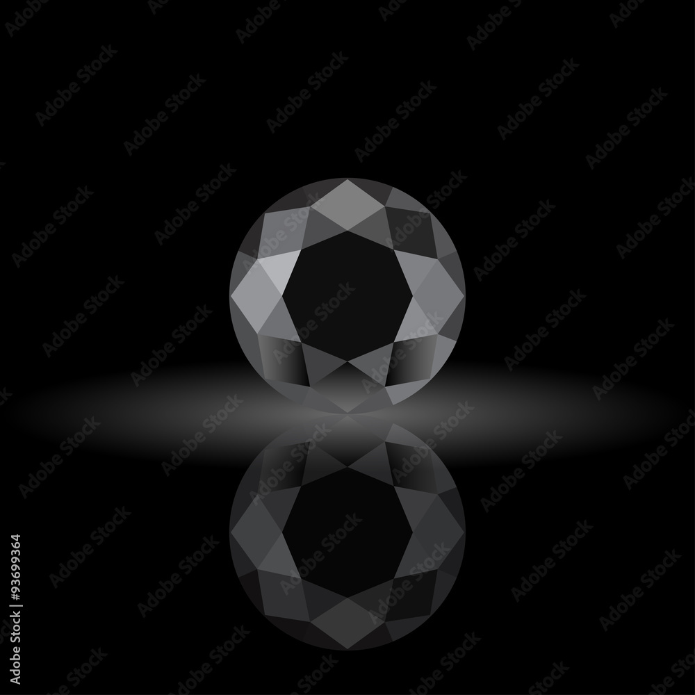 Fototapeta premium Black sapphire, diamond logo, background for jewelry, jewellery, jewelery or gems company