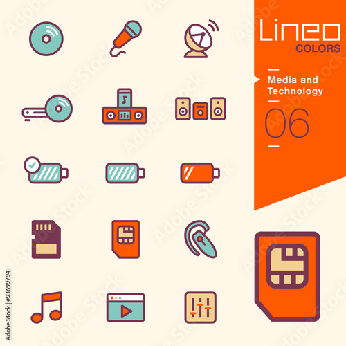 Lineo Colors - Media and Technology icons